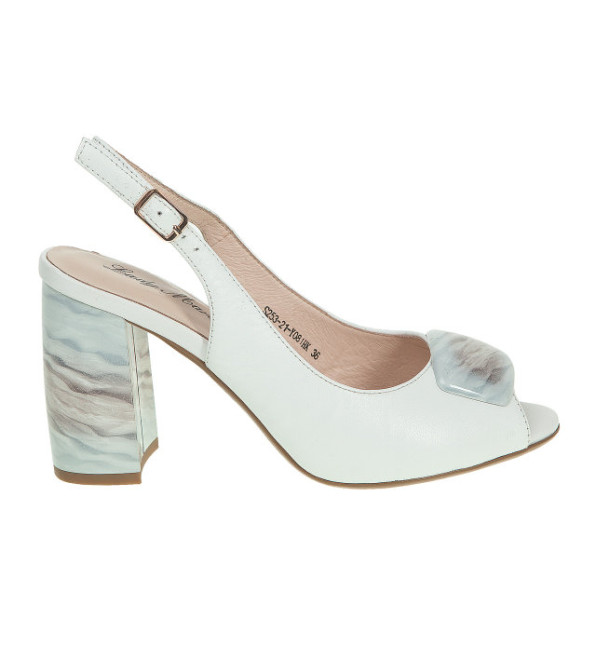 Босоножки женские кожаные белые на высоком каблуке Lady Marcia 637Л