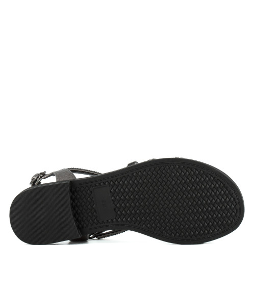 Босоножки женские бронзовые на низком каблуке Aiformaria 833Л