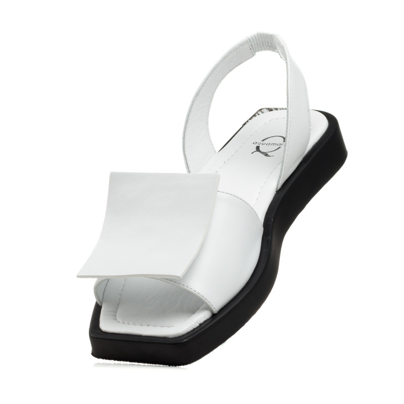 Босоножки женские кожаные белые на низком ходу Aquamarin 1360ЛZ-В