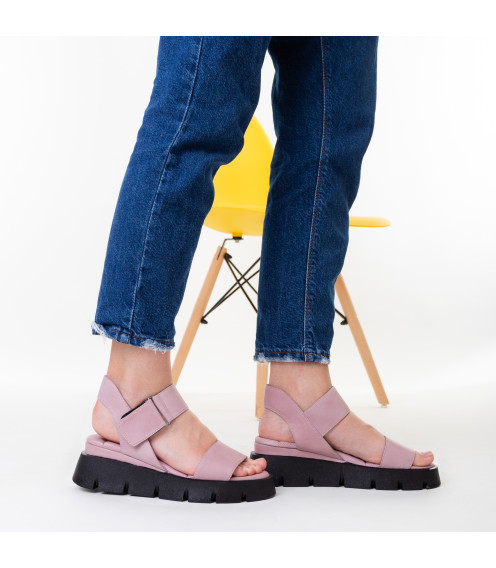 Босоножки женские кожаные лиловые на платформе Evromoda 1387ЛZ-С