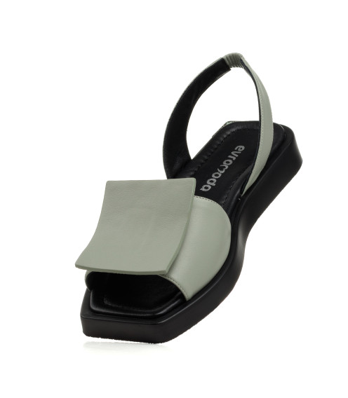 Босоножки женские кожаные на низком ходу зеленые Evromoda 1395ЛZ-В