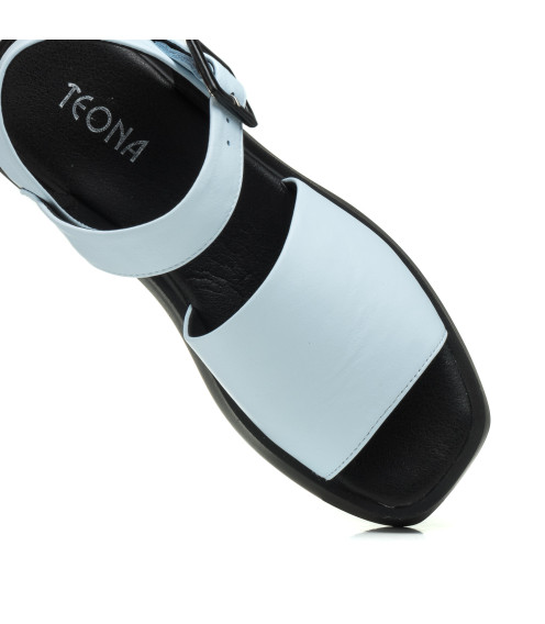 Босоножки кожаные голубые на платформе Teona 1429ЛZ-В