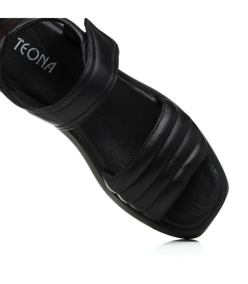 Босоножки кожаные черные на платформе Teona 1430ЛZ