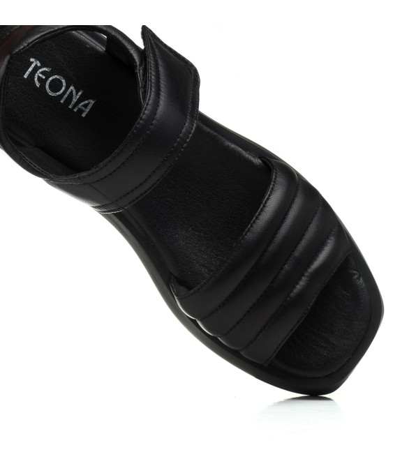Босоножки кожаные черные на платформе Teona 1430ЛZ