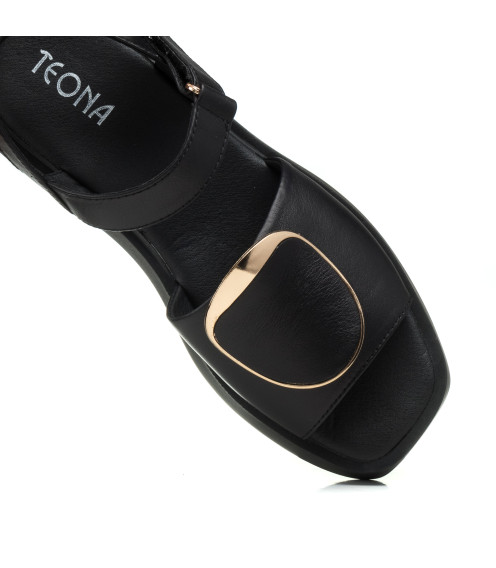 Босоножки кожаные черные на платформе Teona 1437ЛZ