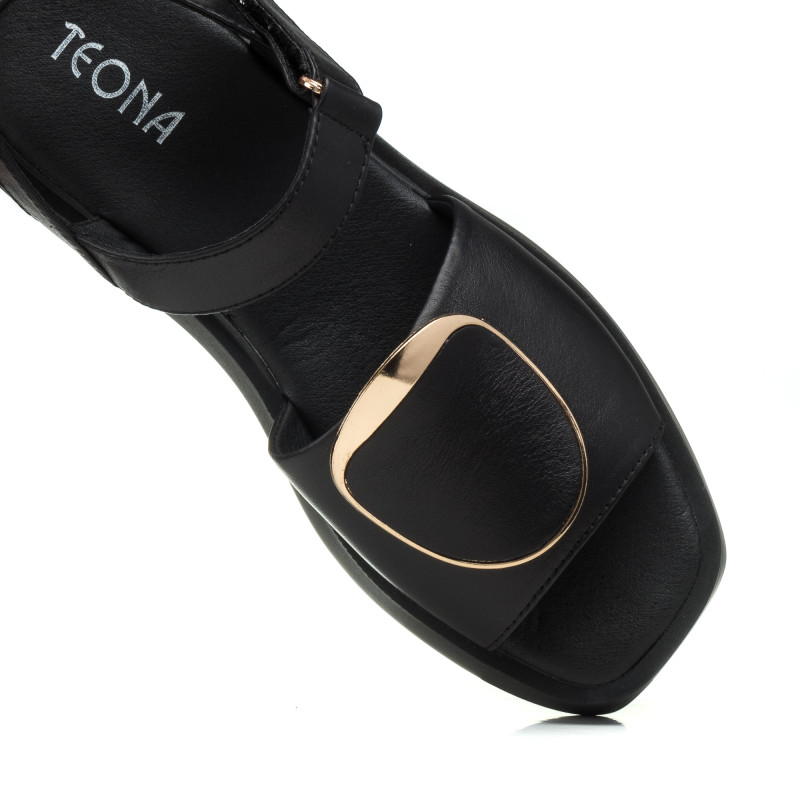 Босоніжки шкіряні чорні на платформі Teona 1437ЛZ