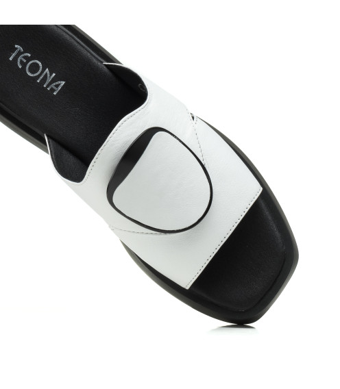 Шлепанцы кожаные белые на платформе Teona 1438ЛZ-В