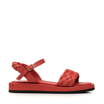 Босоножки красные плетеные на низком ходу 1483ЛZ