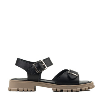 Босоножки женские черные кожаные с пряжкой Marigo 1535ЛZ