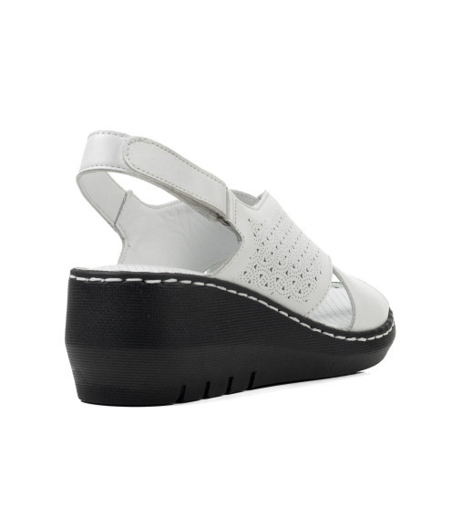 Боссоножки женские белые кожаные на танкетке Nehir 1560ЛZ