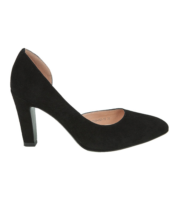 Туфли женские замшевые черные на удобном каблуке Lady marcia 1195Т