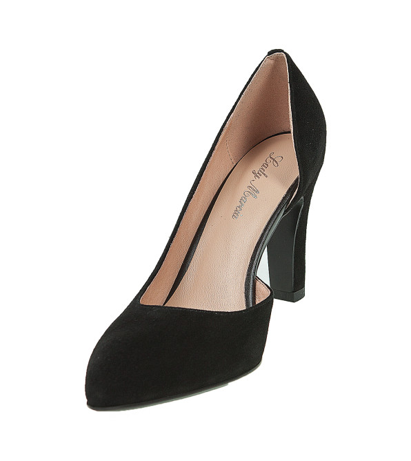 Туфли женские замшевые черные на удобном каблуке Lady marcia 1195Т