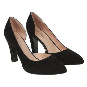 Туфли женские замшевые черные на удобном каблуке Lady marcia 1195Т