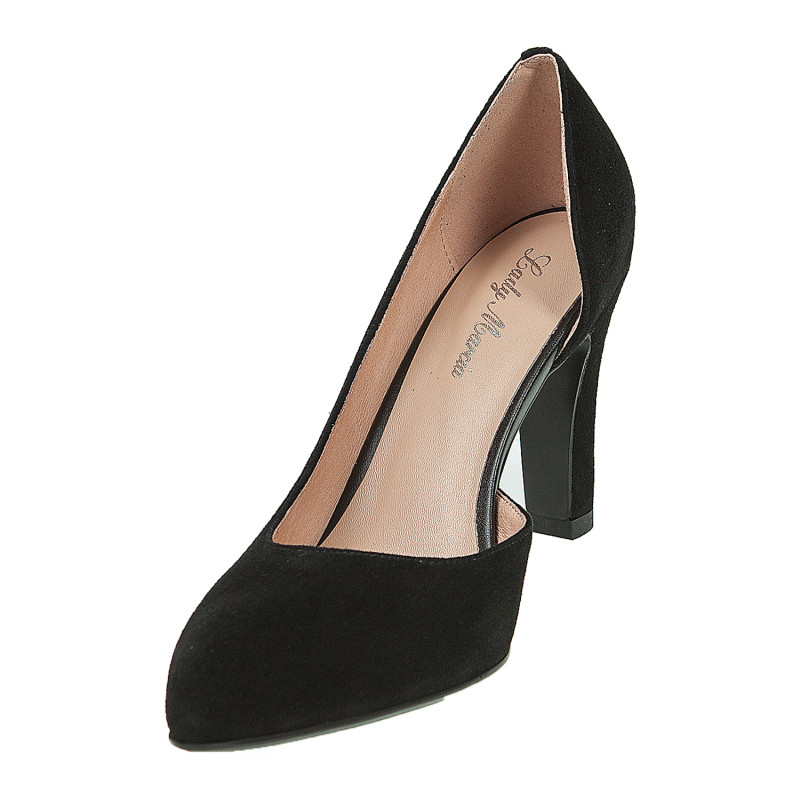 Туфли женские замшевые черные на удобном каблуке Lady marcia 1195Т