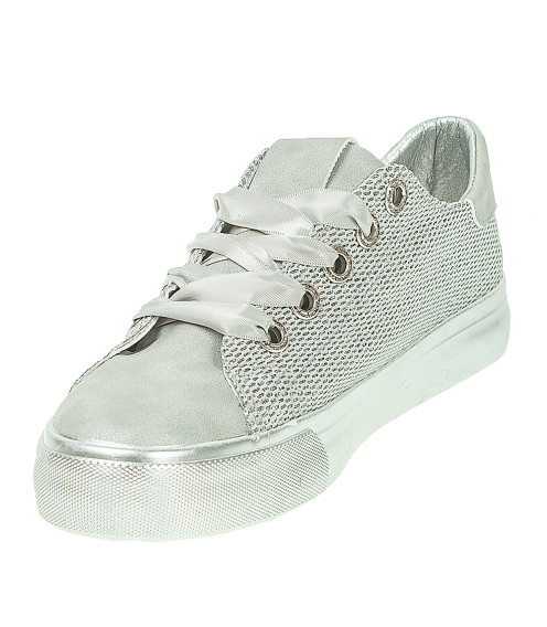 Кеды женские серебряные на низком ходу Prima d arte 1199Т