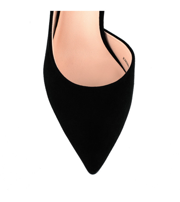 Туфлі жіночі замшеві чорні на каблуку Anemone 1335Т