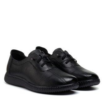 Туфлы женские черные кожаные на шнуровке Meegocomfort 1882Т