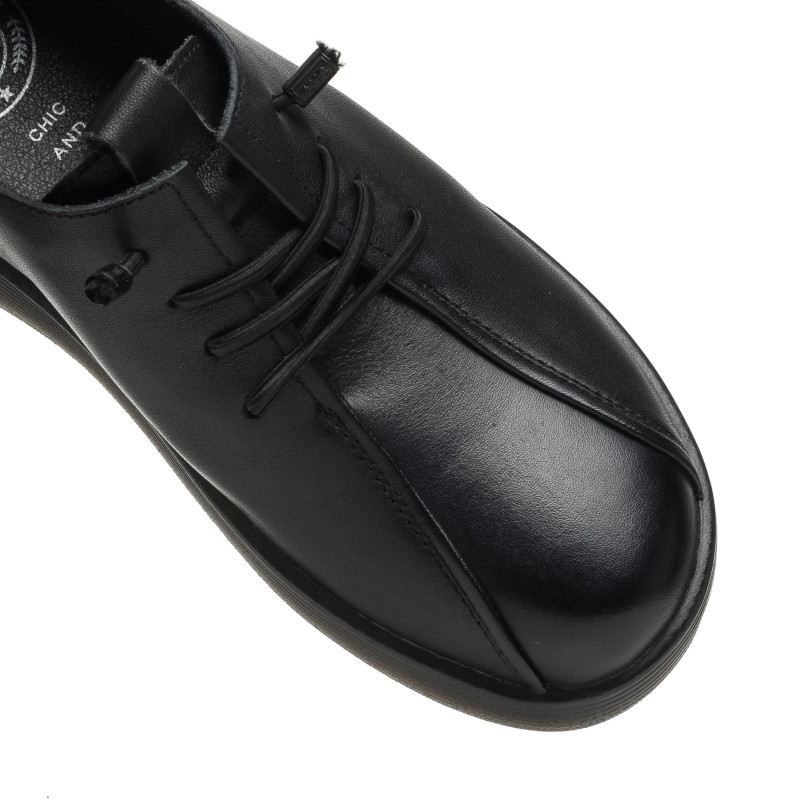 Туфли женские черные кожаные на шнурках Meegocomfort 2150Т