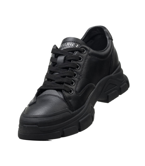 Кеды женские кожаные черные Meegocomfort 2152Т-А
