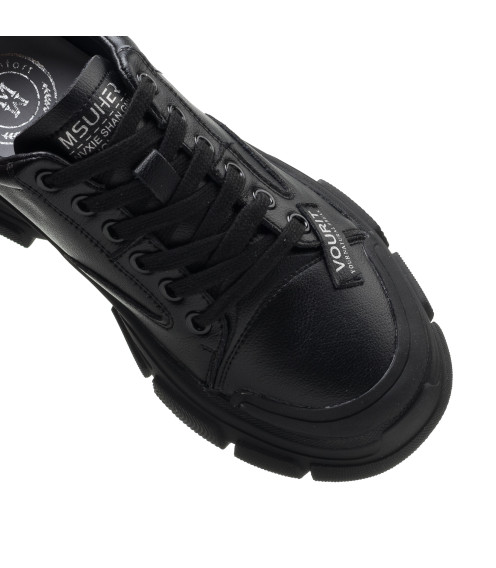 Кеды женские кожаные черные Meegocomfort 2152Т-А
