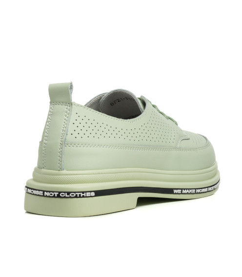 Туфли женские кожаные мятные закрытые на шнуровках Lifexpert 2187Т-В