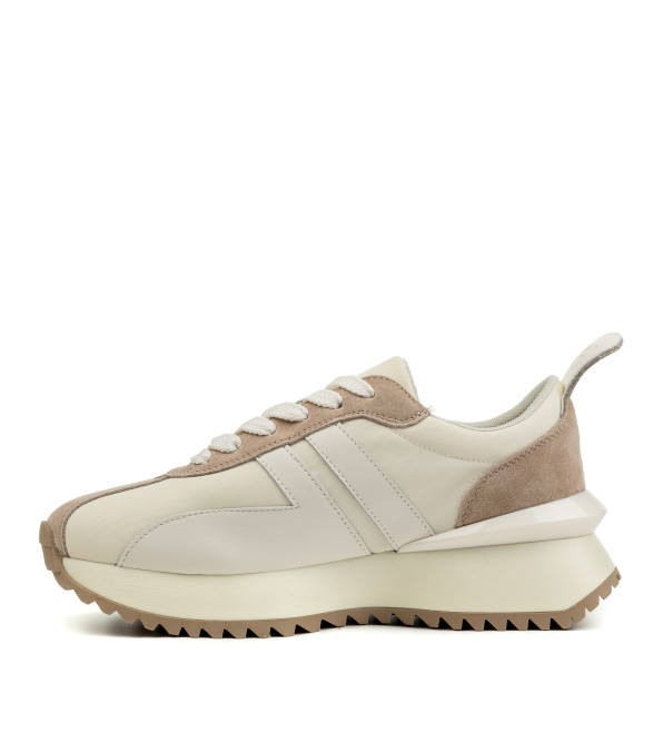 Кросівки жіночі молочного кольору текстильні зі вставками шкіри та замші Berisstini 2251Т