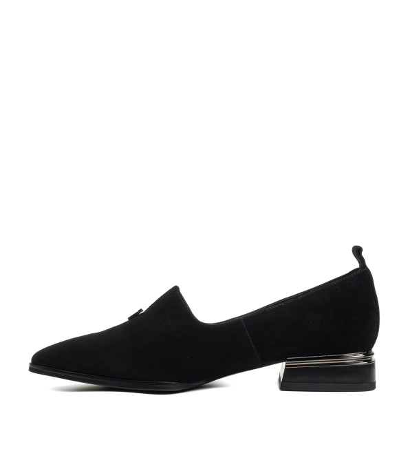 Туфлі жіночі замшеві чорні на низькому ходу Geronea 2263Т