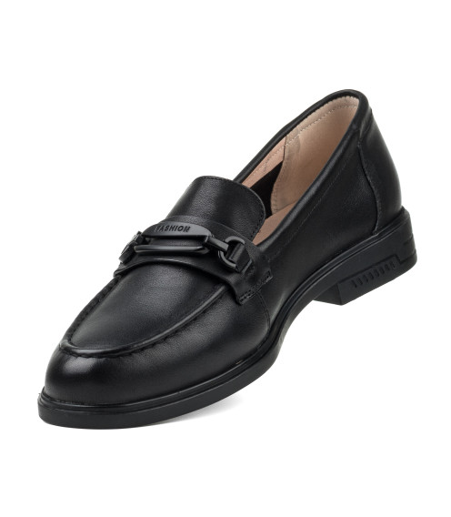 Туфли-лоферы женские черные кожаные Renzoni 2267Т-А