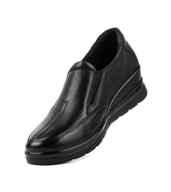 Туфли женские кожаные черные на танкетке Meegocomfort 2294Т