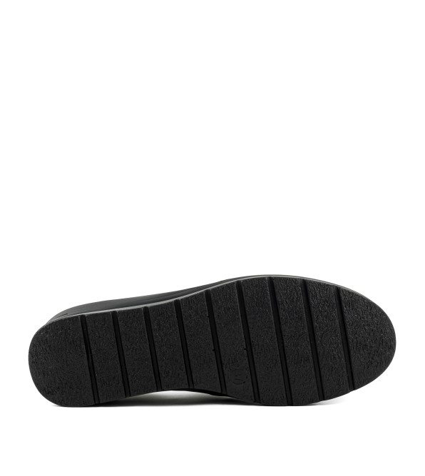 Туфли женские кожаные черные на танкетке Meegocomfort 2294Т