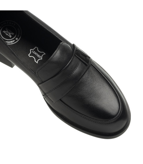 Туфли-лоферы женские черные кожаные Meegocomfort 2363Т