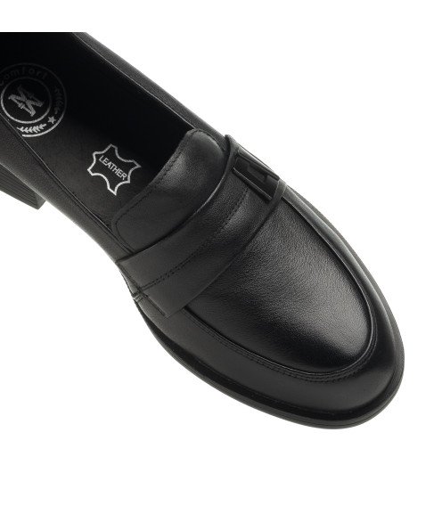 Туфли-лоферы женские черные кожаные Meegocomfort 2363Т
