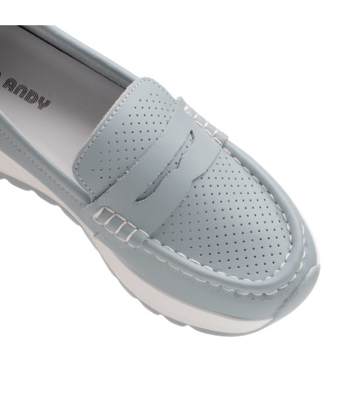 Туфли женские голубые перфорированные летние Lola Andy 2455Т-В