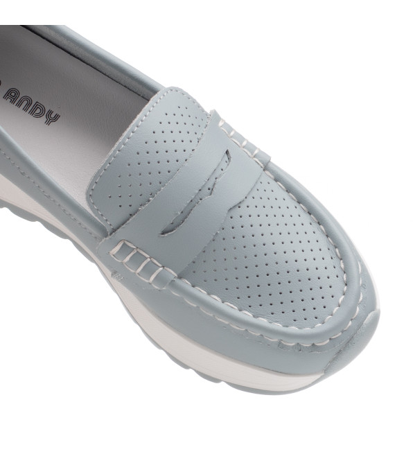 Туфли женские голубые перфорированные летние Lola Andy 2455Т-В
