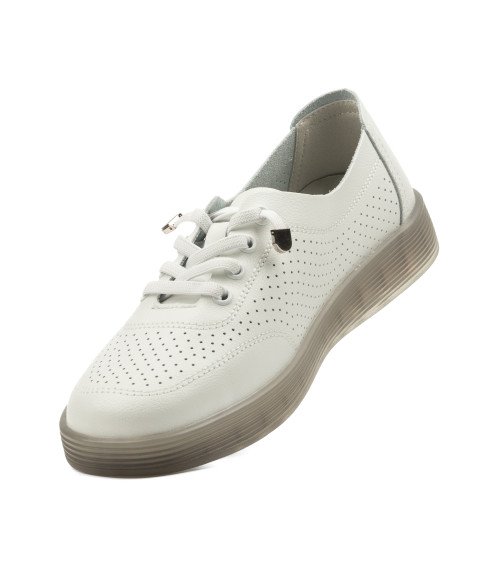 Туфли женские белые кожаные летные Comfort Wow 2499Т-А