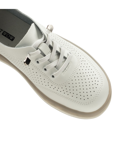 Туфли женские белые кожаные летные Comfort Wow 2499Т-А