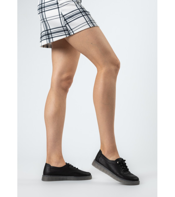 Туфли женские черные кожаные с перфорацией Comfort Wow 2499Т