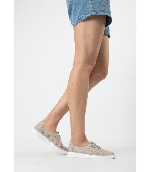 Туфли женские кожаные серые летние Comfort Wow 2500Т-А