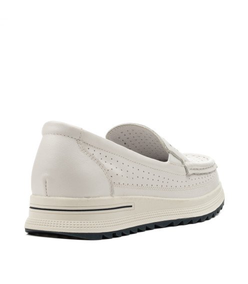 Туфли женские кожаные белые с пефорацией Meegocomfort 2501Т