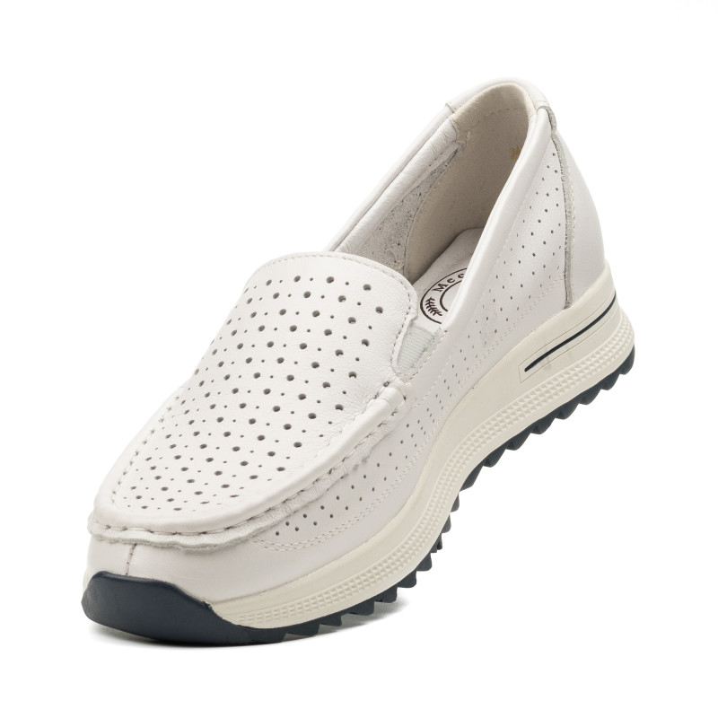 Туфли женские кожаные белые с пефорацией Meegocomfort 2501Т