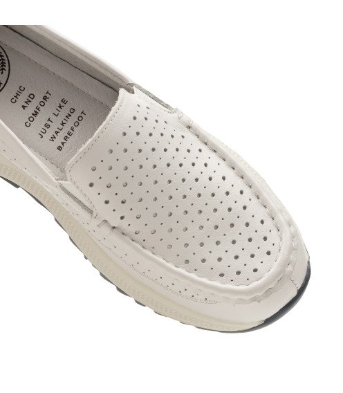 Туфли женские кожаные белые с пефорацией Meegocomfort 2501Т