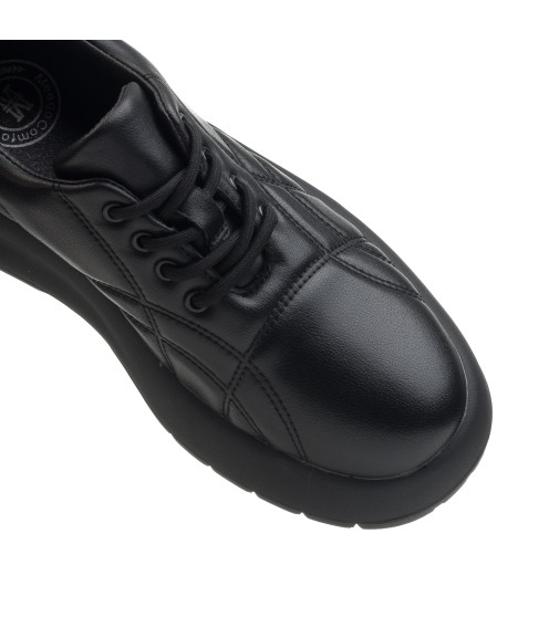 Кроссовки женские черные кожаные Meegocomfort 2542Т