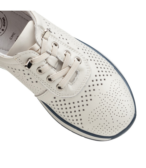 Туфли женские кожаные летние молочные Meegocomfort 2653Т