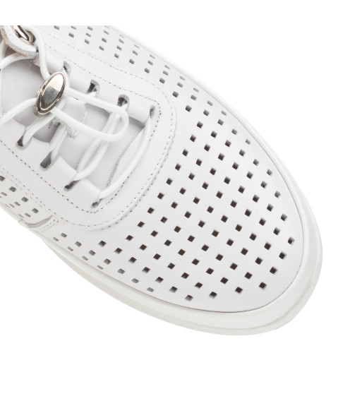 Туфли белые летние на шнурках Meegocomfort 2654Т