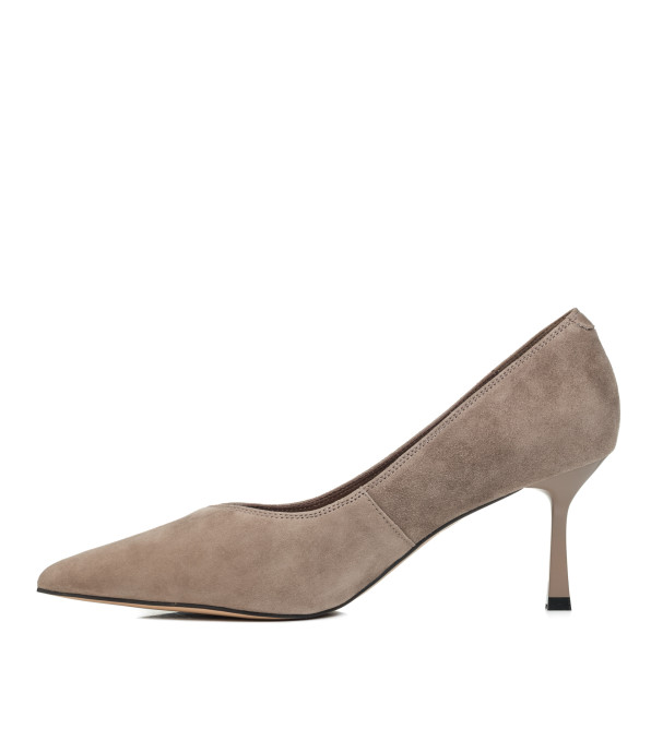 Замшевые туфли серо-бежевые на шпильке Farinni 2752Т-А