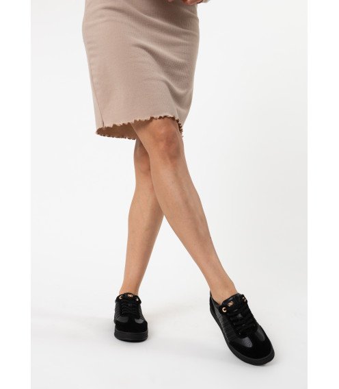 Кеды кожаные женские черные Sorte lady 2763Т