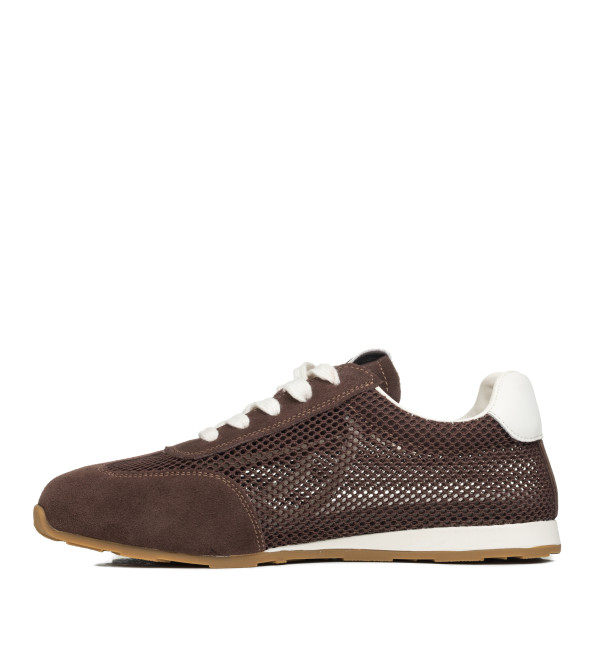 Кеды женские замшевые шоколадного цвета с надписью Lola Andy 2784Т-А