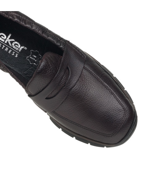 Туфли женские бордовые кожаные Rieker 2807Т-А