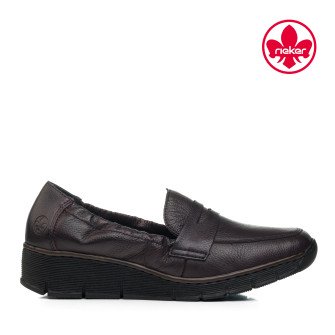 Туфли женские бордовые кожаные Rieker 2807Т-А