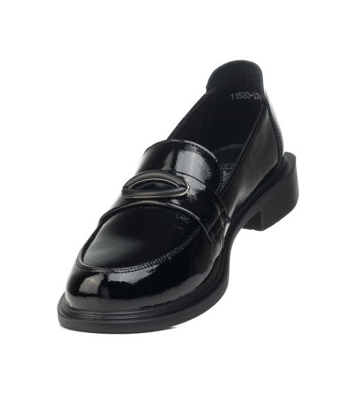 Туфлі-лофери жіночі чорні з пряжкою Meegocomfort 2837Т-1